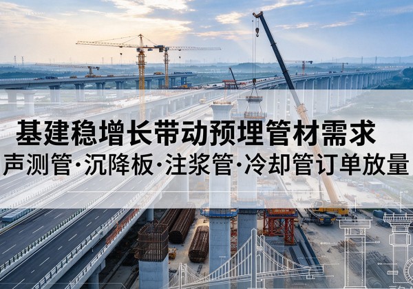 科尔沁右翼中旗基建稳增长带动预埋监测管材需求，声测管、沉降板、注浆管订单持续放量